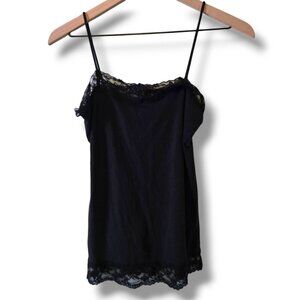 delia's camisole womens XS black lace-trimmed spaghetti straps Y2K
